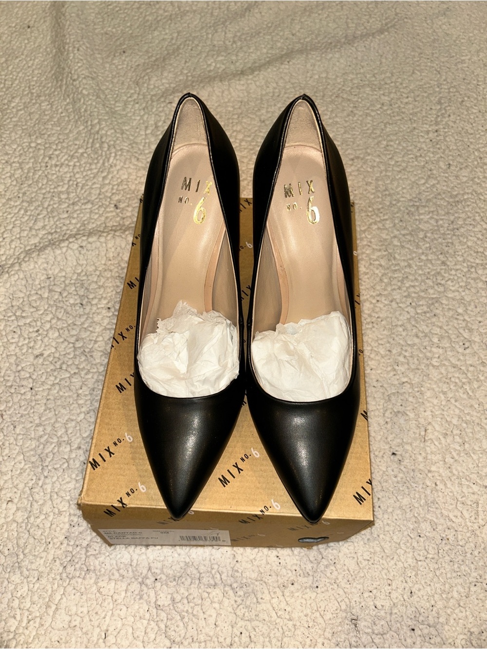 Mix No. 6 Black Pointed Toe Pumps - Sleek Leather Look